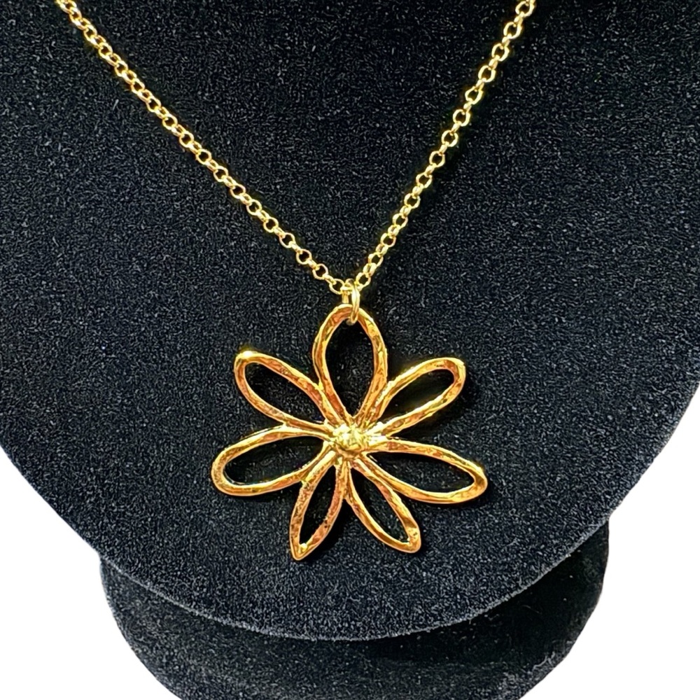 Mayamar 24k Gold Plated Handcrafted Flower Pendant Necklace 16" - 18" - Picture 4 of 7